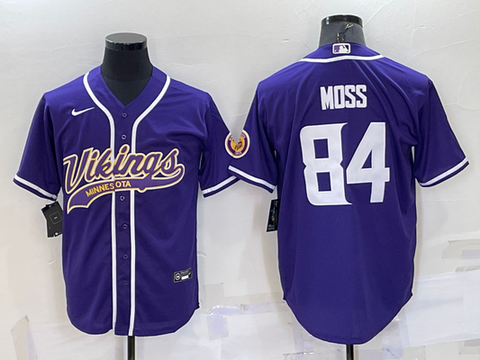 Men's Minnesota Vikings Randy Moss #84 Purple Game Jersey1 Joint Edition