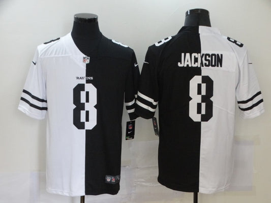 Men's Baltimore Ravens Lamar Jackson #8 Black/White Game Jersey1