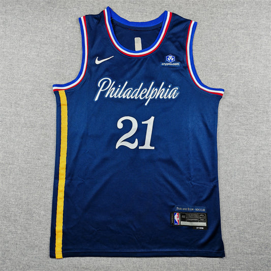 Men's Philadelphia 76ers Joel Embiid #21 Navy 2025/26 Swingman Jersey - City Edition