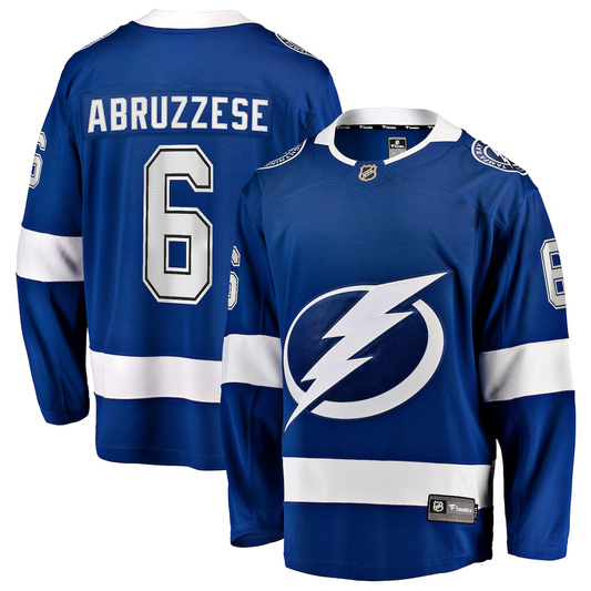 Men's Tampa Bay Lightning Nick Abruzzese #6 Fanatics Blue Home Breakaway Jersey