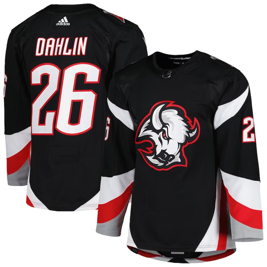 Men's Buffalo Sabres Rasmus Dahlin #26 Black Replica Game Jersey1