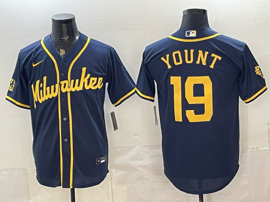 Men's Milwaukee Brewers Robin Yount #19 Navy Alternate Limited Jersey