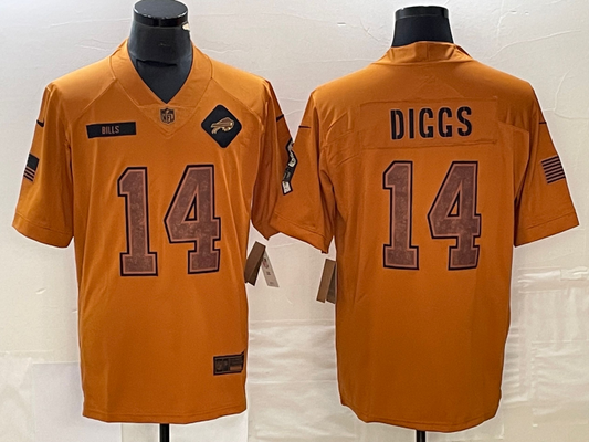 Men's Buffalo Bills Stefon Diggs #14 Brown 2023 Salute To Service Retired Player Limited Jersey1
