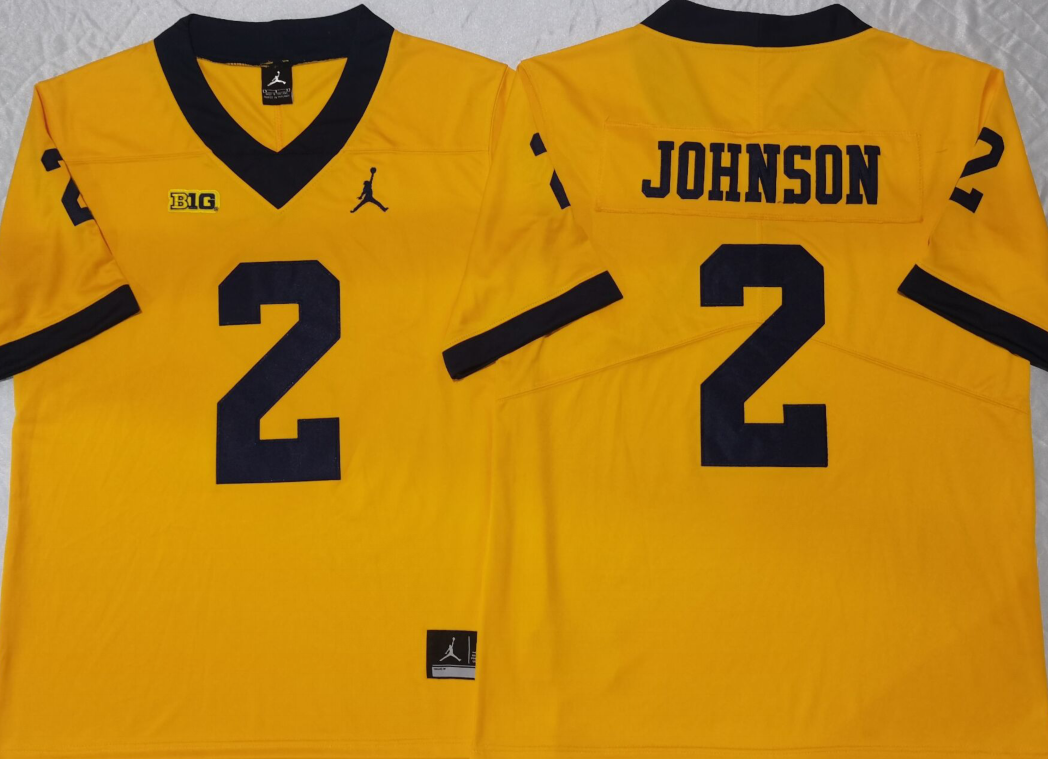 Men's Michigan Wolverines Will Johnson #2 Yellow Game Jersey