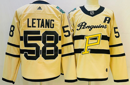 Men's Pittsburgh Penguins Kris Letang #58 Yellow Game Jersey1