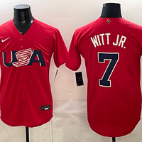 Men's USA Baseball Bobby Witt Jr. #7 Red 2026 World Baseball Classic Stadium Jersey