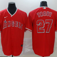 Men's Los Angeles Angels #27 Mike Trout Red Stitched Jersey1
