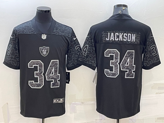 Men's Las Vegas Raiders Bo Jackson #34 Black RFLCTV Limited Jersey1
