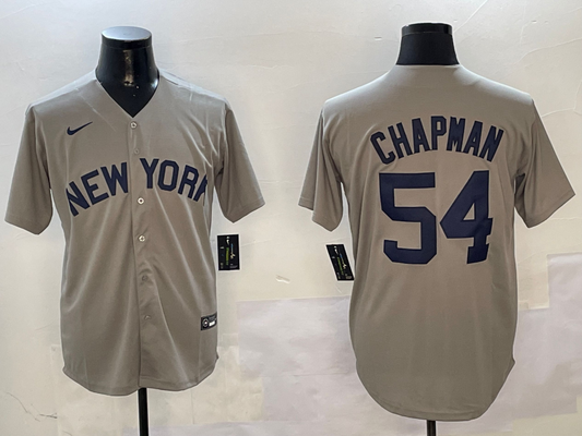 Men's New York Yankees Aroldis Chapman #54 Gray Away Limited Player Jersey1