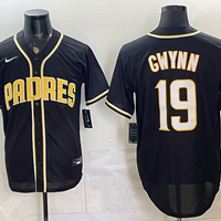 Men's San Diego Padres Tony Gwynn #19 Fashion Replica Black Out Jersey