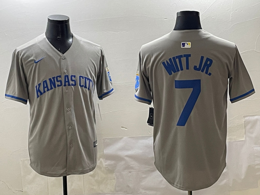 Men's Kansas City Royals Bobby Witt Jr. #7 Gray Limited Player Jersey1