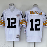 Men's Pittsburgh Steelers Terry Bradshaw Mitchell & Ness White Legacy Replica Jersey1