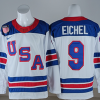 Men's United States Hockey Jack Eichel #9 White 2026 Winter Olympics Jersey