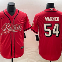 Men's San Francisco 49ers Fred Warner #54 Red Game Jersey1 Joint Edition