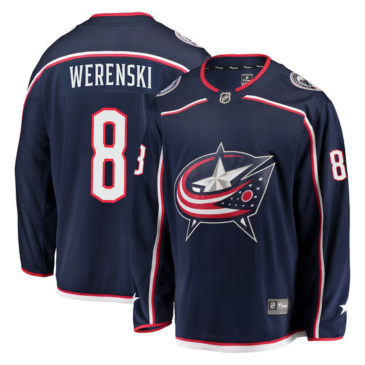 Men's Columbus Blue Jackets Zach Werenski #8 Navy Breakaway Jersey1