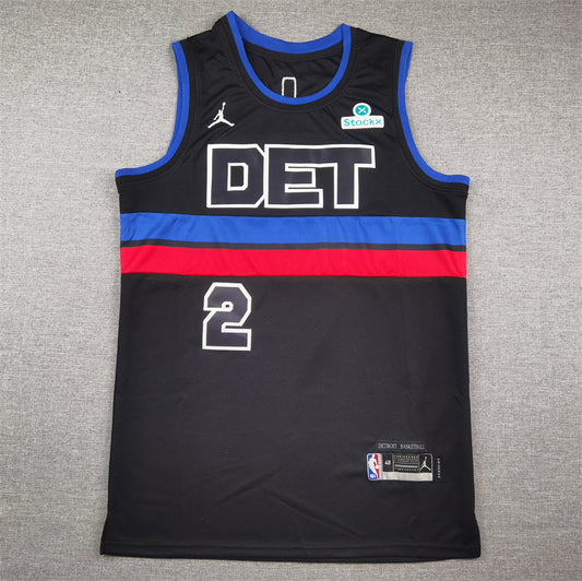 Men's Detroit Pistons Cade Cunningham #2 Black 2022/23 Fast Break Player Jersey1 - Statement Edition