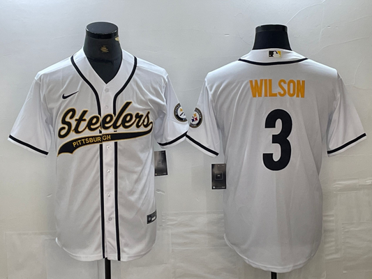 Men's Pittsburgh Steelers Russell Wilson #3 White Game Jersey1 Joint Edition
