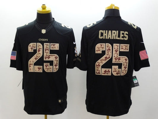 Men's Kansas City Chiefs Jamaal Charles #25 Black Game Player Jersey1