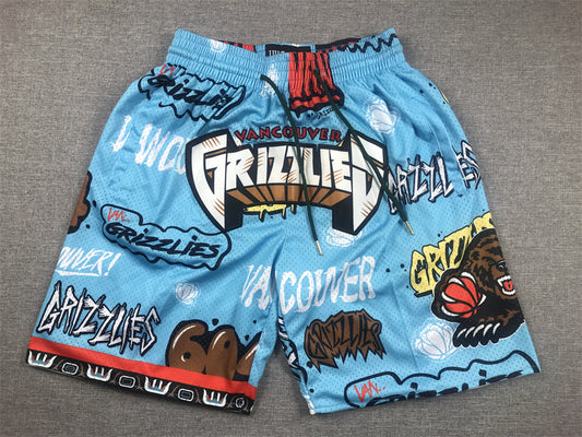 Men's Memphis Grizzlies Blue Graffiti Edition Pocket Shorts1