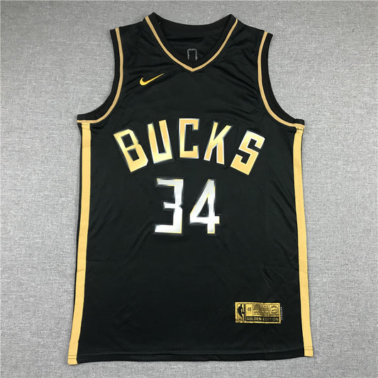 Men's Milwaukee Bucks Giannis Antetokounmpo #34 Black Swingman Jersey1