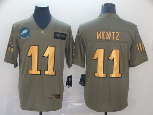 Men's Philadelphia Eagles Carson Wentz #11 Brown Game Jersey1