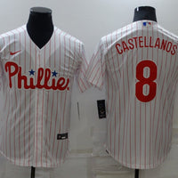 Men's Philadelphia Phillies Nick Castellanos #8 White Replica Baseball Jersey1