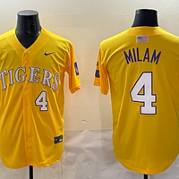 Men's LSU Tigers Steven Milam #4 Yellow Replica Player Jersey