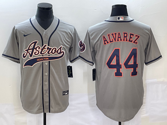 Men's Houston Astros Yordan Alvarez #44 Gray Replica Jersey1 Joint Edition