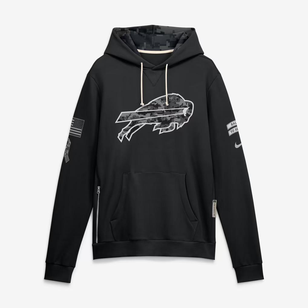 Men's Buffalo Bills Black 2026 Salute to Service Sideline Dri-FIT Pullover Hoodie
