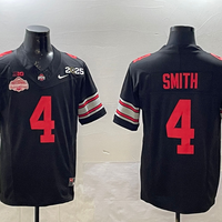 Men's Ohio State Buckeyes Jeremiah Smith #4 Black 2025 CFP Final National Champions Patch F.U.S.E. Jersey
