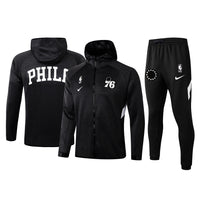 Men's Philadelphia 76ers Black 2019/20 Showtime Full-Zip Therma Flex Performance Hoodie