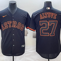 Men's Houston Astros Jose Altuve #27 Black Authentic Game Jersey1