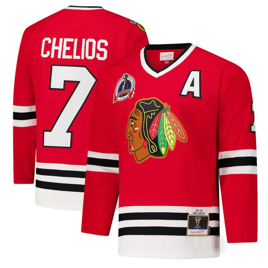 Men's Chicago Blackhawks Chris Chelios #7 Red 1991-92 Power Play Jersey
