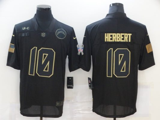 Men's Los Angeles Chargers Justin Herbert #10 Black Player Game Jersey1