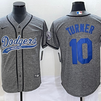 Men's Los Angeles Dodgers Justin Turner #10 Gray Game Jersey1 Joint Edition