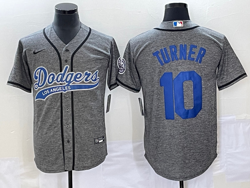 Men's Los Angeles Dodgers Justin Turner #10 Gray Game Jersey1 Joint Edition