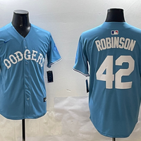 Men's Los Angeles Dodgers Jackie Robinson #42 Light Blue Limited Player Jersey1