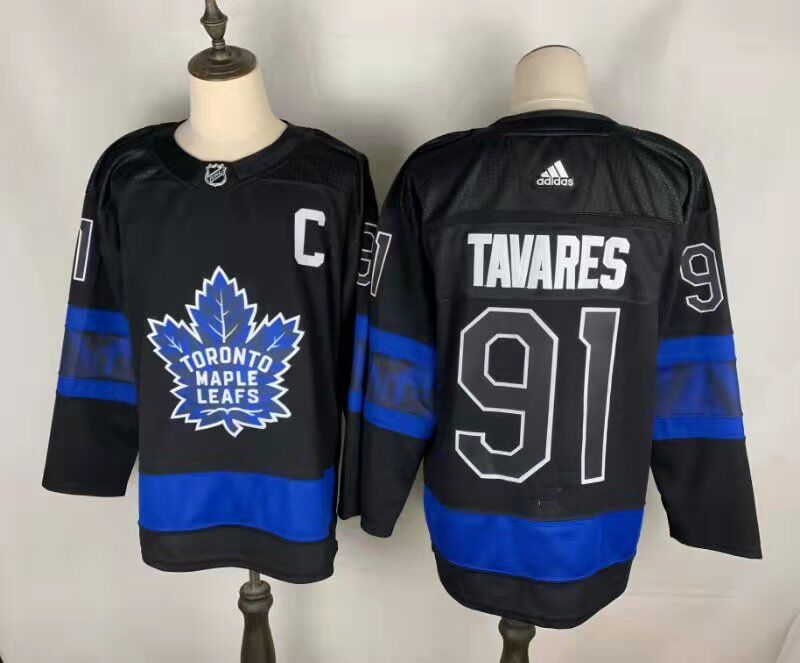 Men's Toronto Maple Leafs John Tavares #91 Black Player Game Jersey1