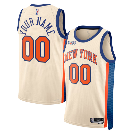 Men's New York Knicks Cream 2025/26 City Edition Swingman Custom Jersey