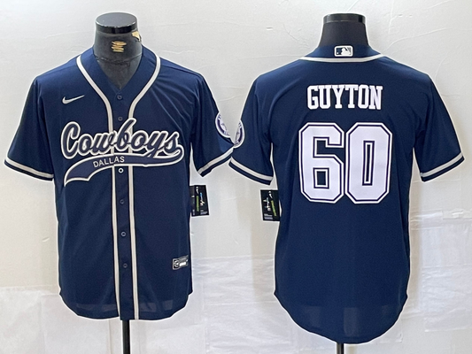 Men's Dallas Cowboys Tyler Guyton #60 Navy Game Jersey1