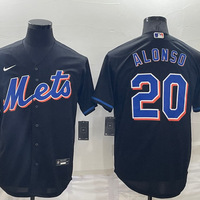 Men's New York Mets Pete Alonso #20 Black Replica Baseball Jersey1