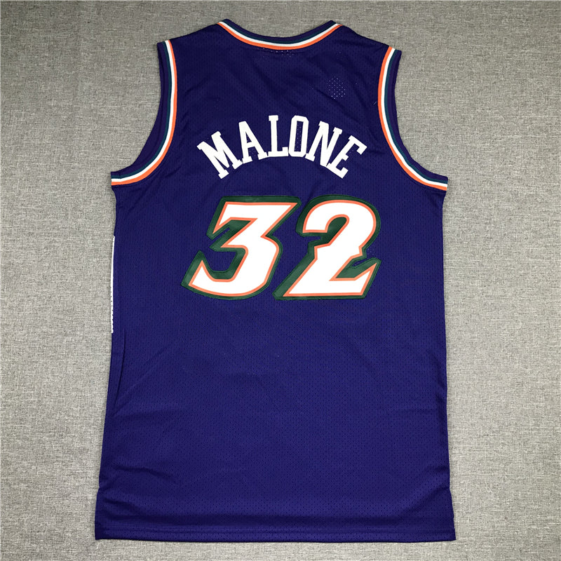 Men's Utah Jazz Karl Malone #32 Purple Hardwood Classics Throwback Team Jersey1