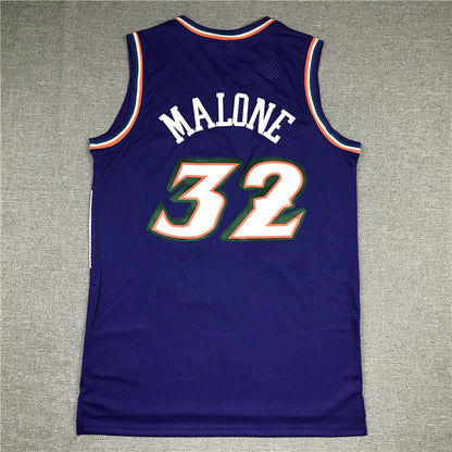 Men's Utah Jazz Karl Malone #32 Purple Hardwood Classics Throwback Team Jersey1