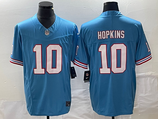 Men's Tennessee Titans DeAndre Hopkins #10 Light Blue Oilers Throwback Player Game Jersey1