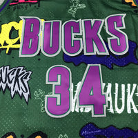 Men's Milwaukee Bucks Ray Allen #34 Green Swingman Player Jersey1 - Graffiti Edition