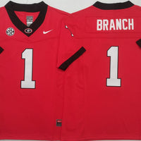Men's Georgia Bulldogs Zachariah Branch #1 Red Player Game Jersey
