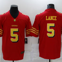 Men's San Francisco 49ers Trey Lance #5 Red Game Player Jersey1