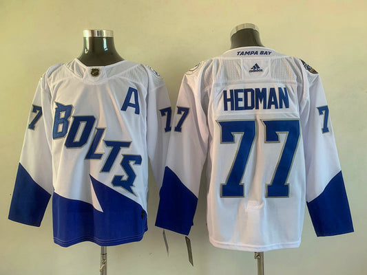 Men's Tampa Bay Lightning Victor Hedman #77 White Player Game Jersey1
