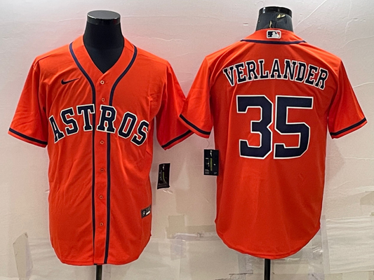 Men's Houston Astros Justin Verlander #35 Orange Replica Player Jersey1