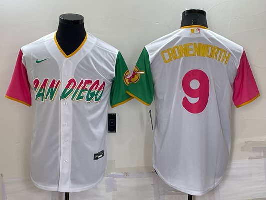 Men's San Diego Padres Jake Cronenworth #9 White Player Stitched Jersey1